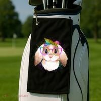 Hipster Rabbit Cute Easter Bunny Golf Towel thumb 2
