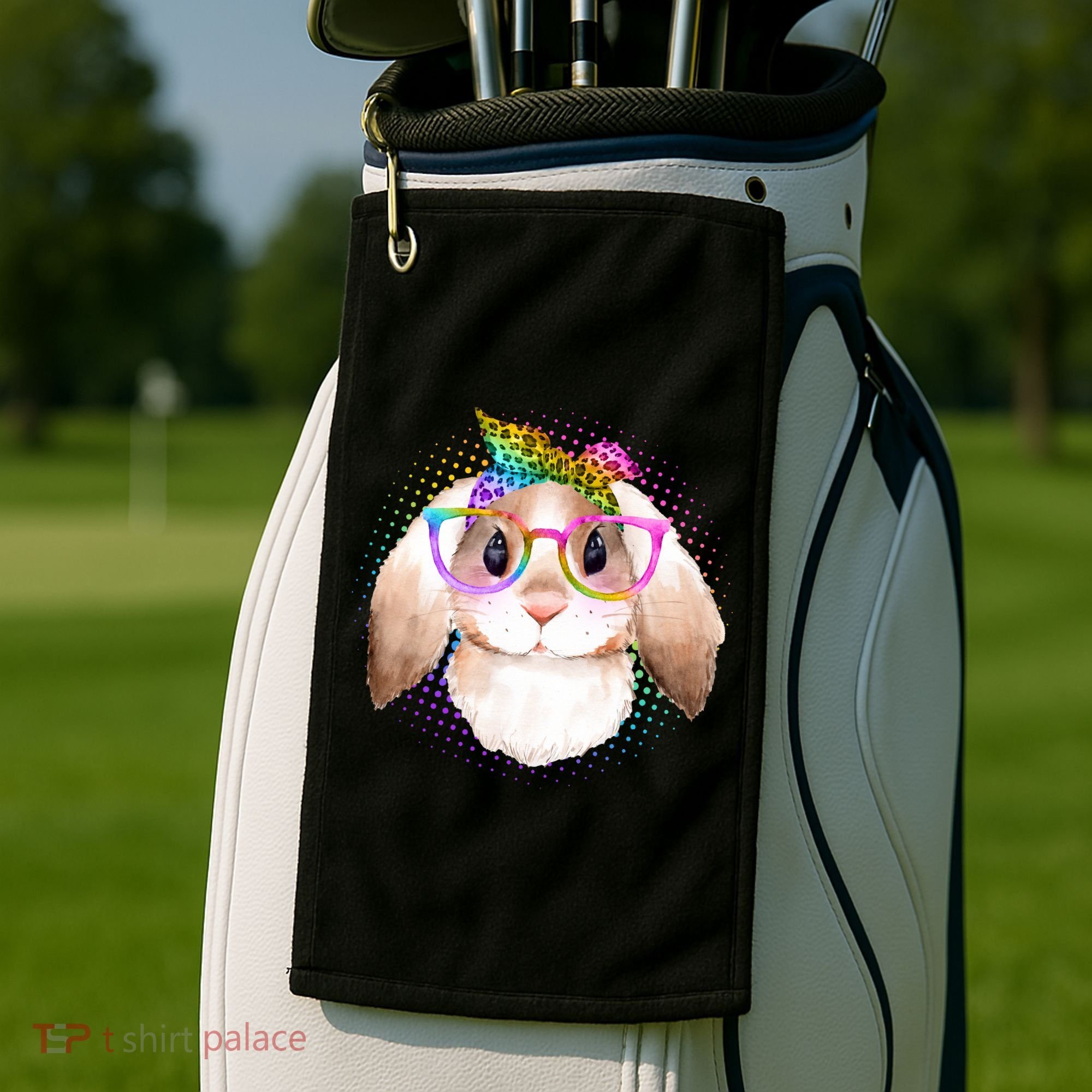 Hipster Rabbit Cute Easter Bunny Golf Towel