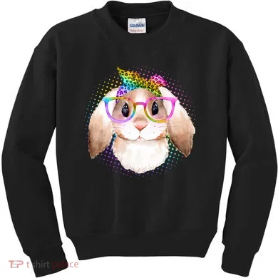 Hipster Rabbit Cute Easter Bunny Kids Sweatshirt