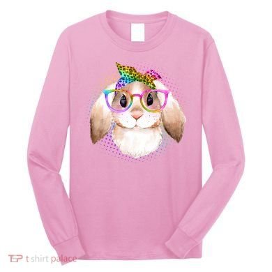 Hipster Rabbit Cute Easter Bunny Long Sleeve Shirt