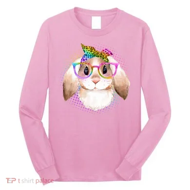 Hipster Rabbit Cute Easter Bunny Long Sleeve Shirt