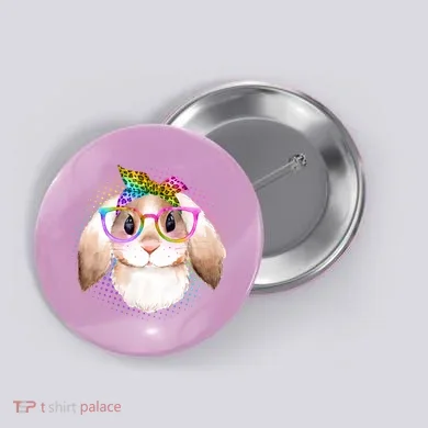 Hipster Rabbit Cute Easter Bunny Button