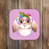 Hipster Rabbit Cute Easter Bunny Coaster thumb 0