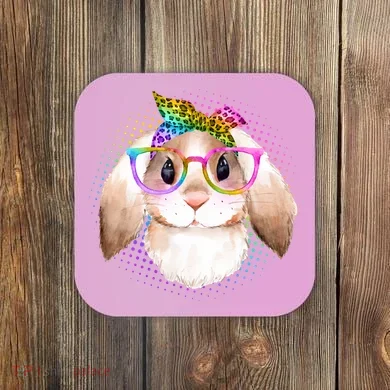 Hipster Rabbit Cute Easter Bunny Coaster