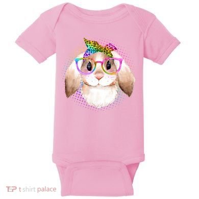 Hipster Rabbit Cute Easter Bunny Baby Bodysuit