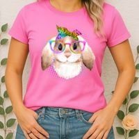 Hipster Rabbit Cute Easter Bunny Women's T-Shirt thumb 2