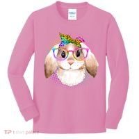 Hipster Rabbit Cute Easter Bunny Kids Long Sleeve Shirt thumb 0