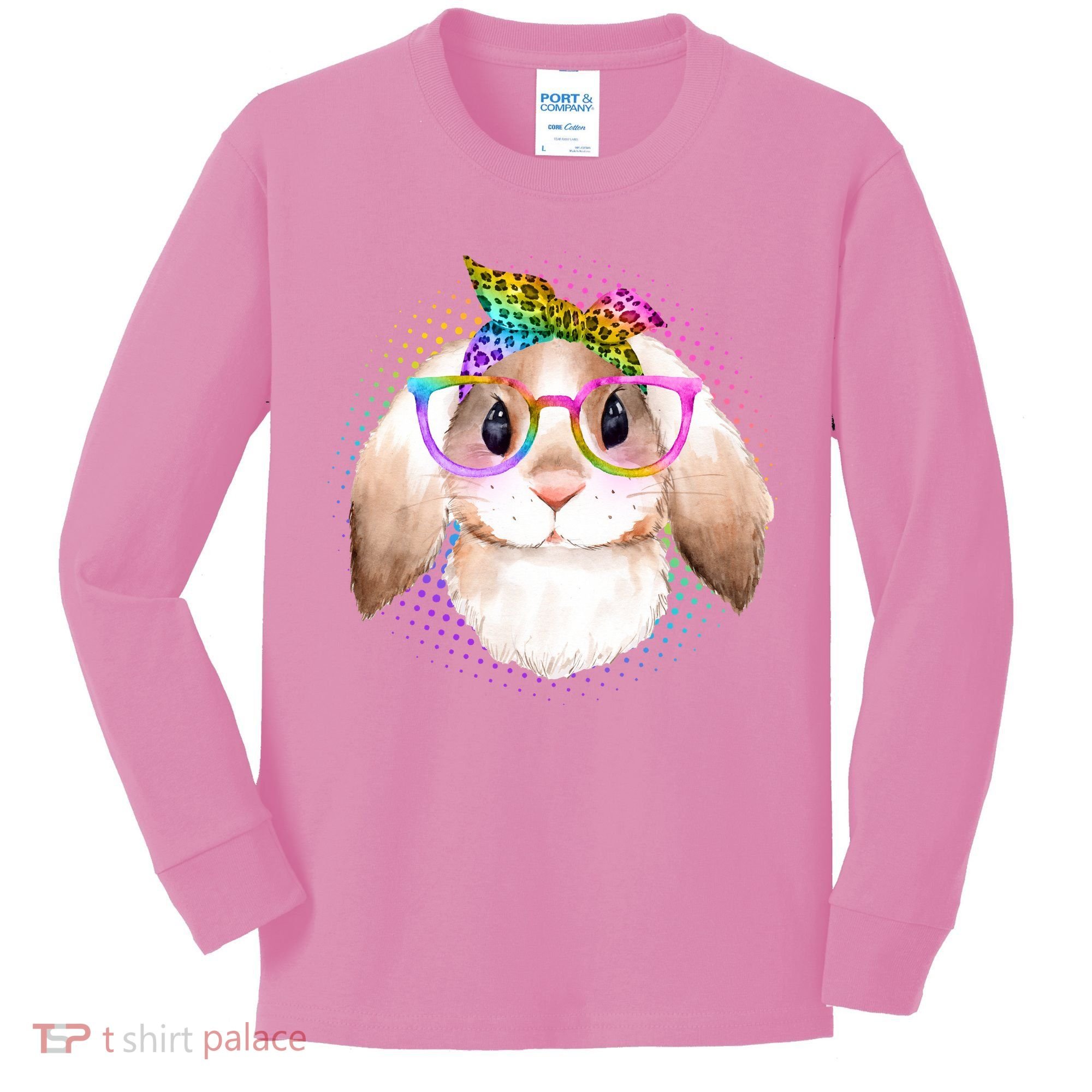 Hipster Rabbit Cute Easter Bunny Kids Long Sleeve Shirt