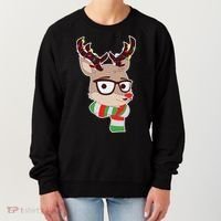Hipster Red Nose Reindeer Christmas Lights Women's Sweatshirt thumb 0