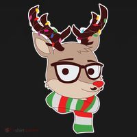 Hipster Red Nose Reindeer Christmas Lights Bucket Hat thumb 4