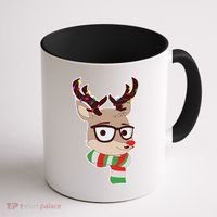 Hipster Red Nose Reindeer Christmas Lights Coffee Mug thumb 1