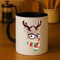 Hipster Red Nose Reindeer Christmas Lights Coffee Mug thumb 4