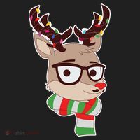 Hipster Red Nose Reindeer Christmas Lights Beanie thumb 2