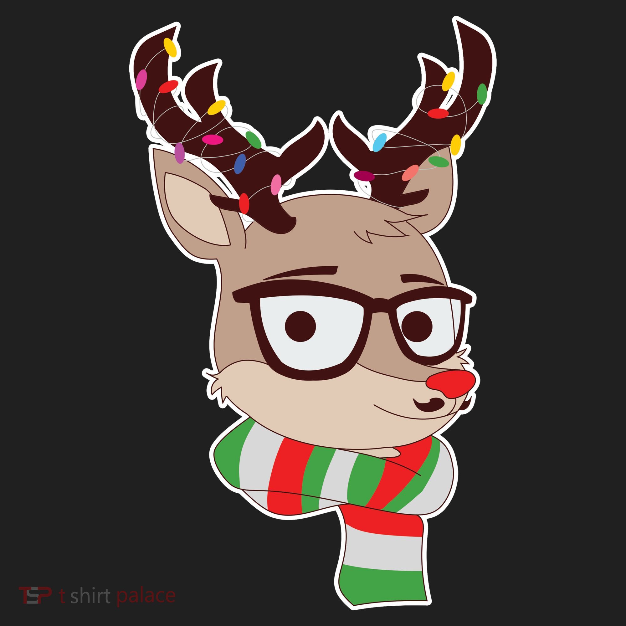 Hipster Red Nose Reindeer Christmas Lights Beanie