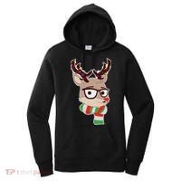 Hipster Red Nose Reindeer Christmas Lights Women's Hoodie thumb 0