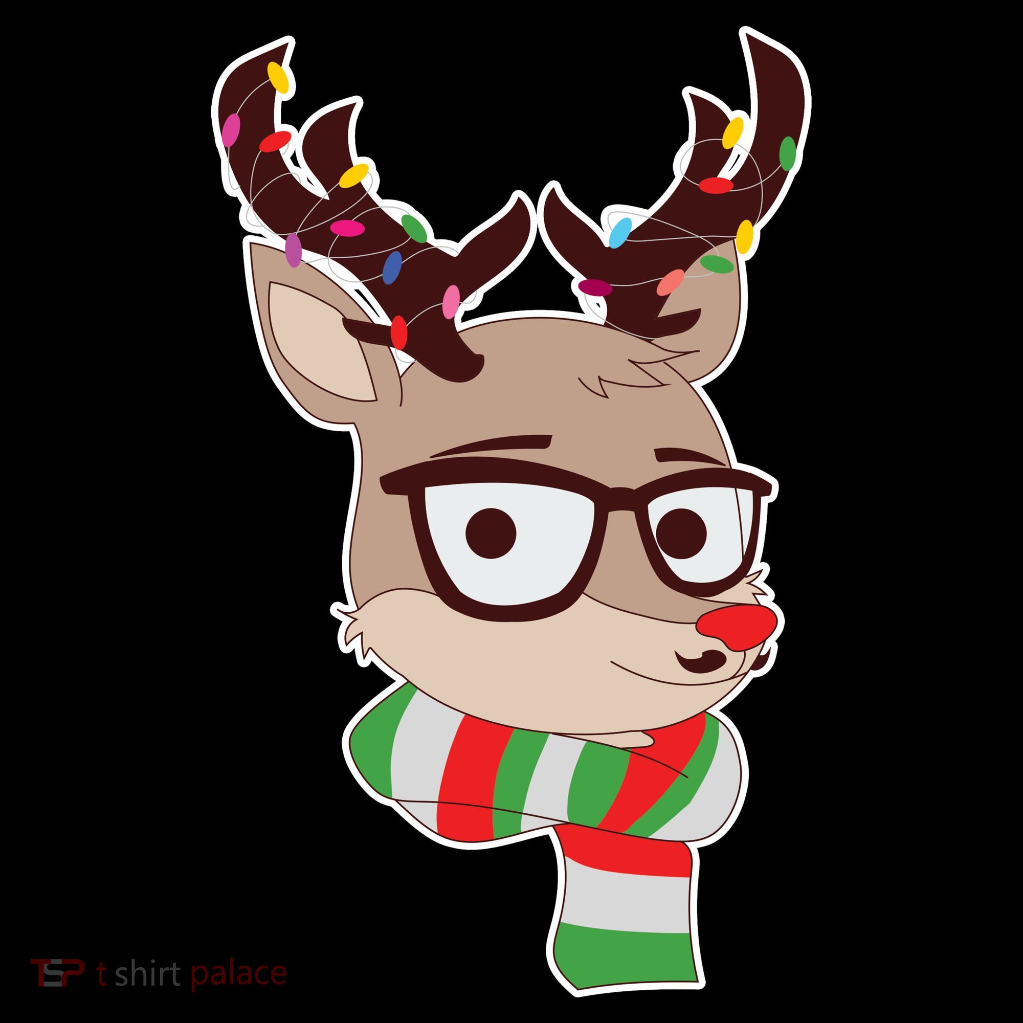 Hipster Red Nose Reindeer Christmas Lights Women's Hoodie