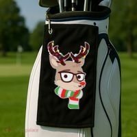 Hipster Red Nose Reindeer Christmas Lights Golf Towel thumb 2