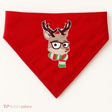 Hipster Red Nose Reindeer Christmas Lights USA-Made Doggie Bandana