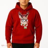 Hipster Red Nose Reindeer Christmas Lights Hoodie thumb 2