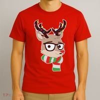 Hipster Red Nose Reindeer Christmas Lights T-Shirt thumb 3