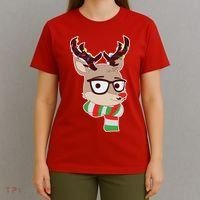 Hipster Red Nose Reindeer Christmas Lights T-Shirt thumb 4
