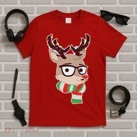 Hipster Red Nose Reindeer Christmas Lights T-Shirt thumb 5
