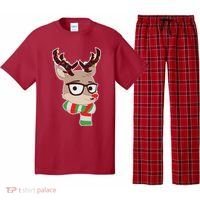 Hipster Red Nose Reindeer Christmas Lights Pajama Set thumb 0
