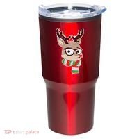 Hipster Red Nose Reindeer Christmas Lights Tumbler thumb 0