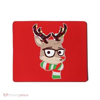Hipster Red Nose Reindeer Christmas Lights Mousepad