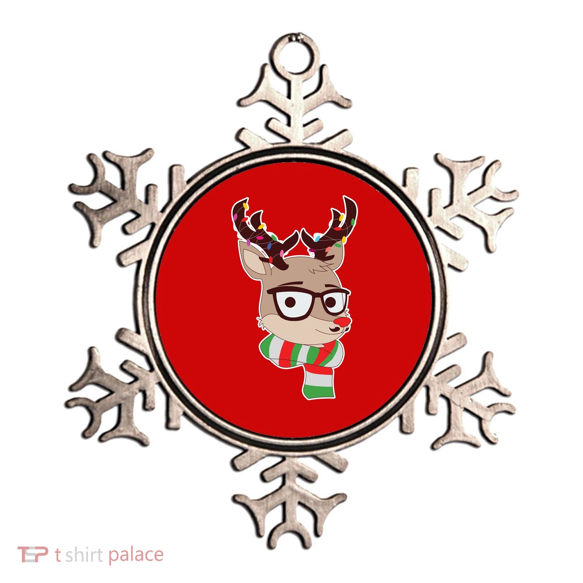 Hipster Red Nose Reindeer Christmas Lights Ornament