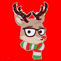 Hipster Red Nose Reindeer Christmas Lights Ornament thumb 1