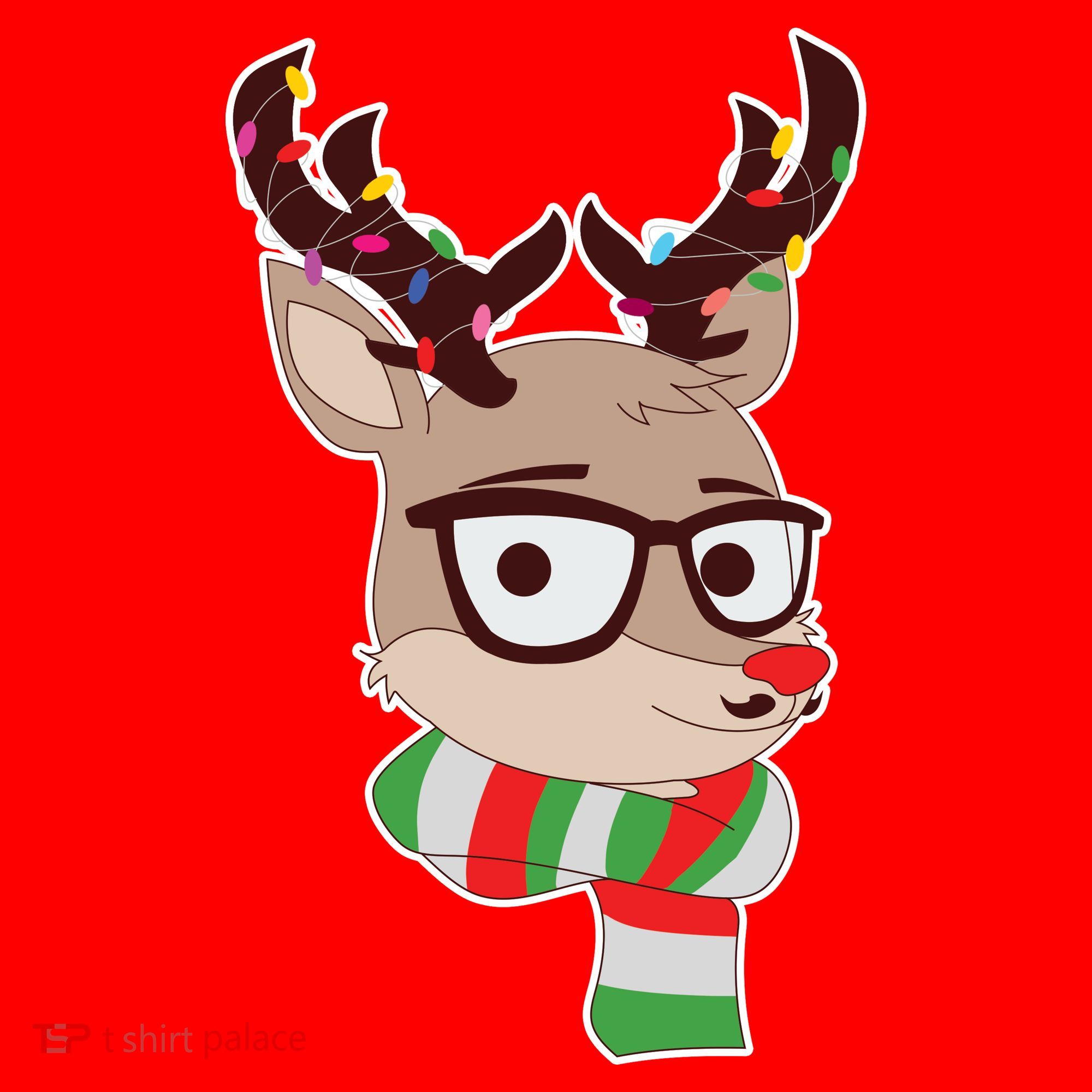 Hipster Red Nose Reindeer Christmas Lights Women's Tank Top