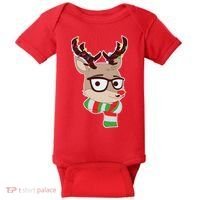 Hipster Red Nose Reindeer Christmas Lights Baby Bodysuit thumb 0