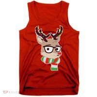 Hipster Red Nose Reindeer Christmas Lights Tank Top thumb 0