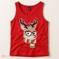 Hipster Red Nose Reindeer Christmas Lights Tank Top thumb 2