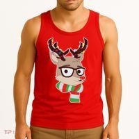 Hipster Red Nose Reindeer Christmas Lights Tank Top thumb 3