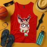 Hipster Red Nose Reindeer Christmas Lights Tank Top thumb 4