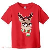 Hipster Red Nose Reindeer Christmas Lights Toddler T-Shirt thumb 0