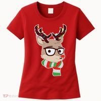 Hipster Red Nose Reindeer Christmas Lights Women's T-Shirt thumb 0