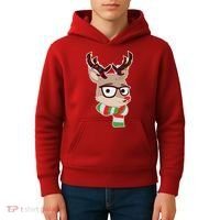 Hipster Red Nose Reindeer Christmas Lights Kids Hoodie thumb 4