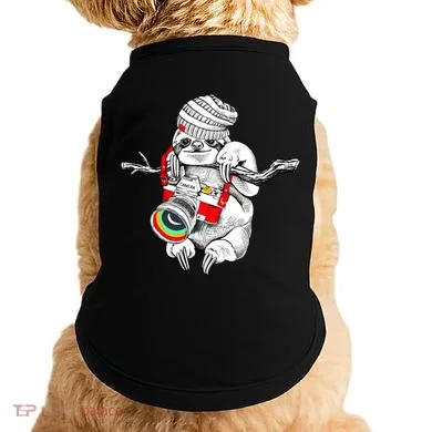 Hipster Sloth With Retro Camera Doggie Tank