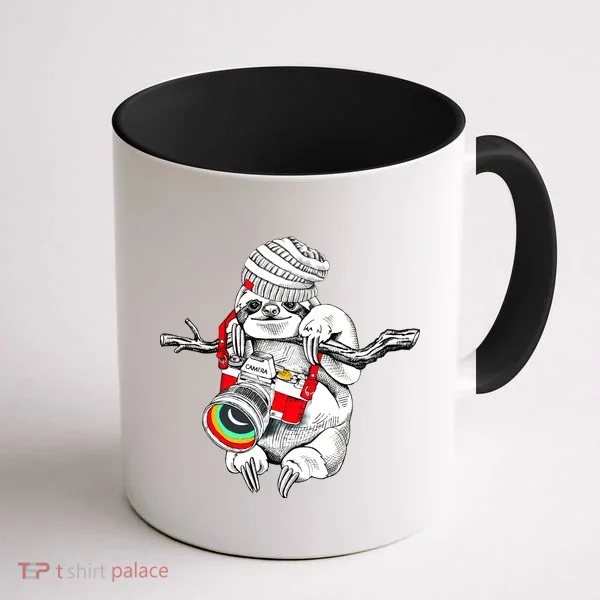 Hipster Sloth With Retro Camera Coffee Mug