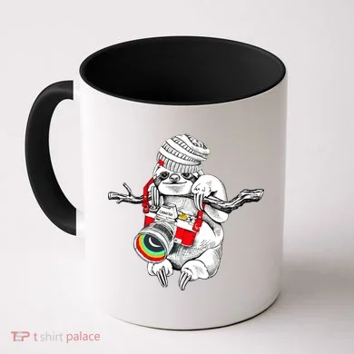 Hipster Sloth With Retro Camera Coffee Mug