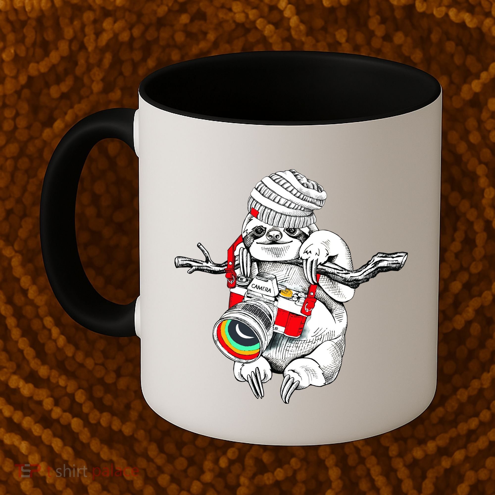 Hipster Sloth With Retro Camera Coffee Mug