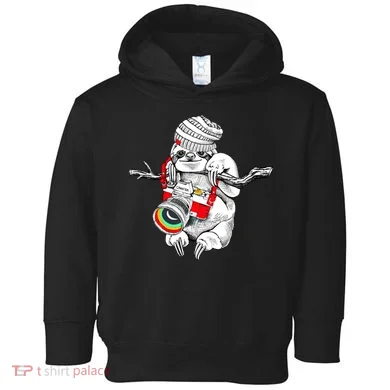 Hipster Sloth With Retro Camera Toddler Hoodie