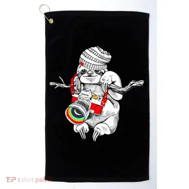 Hipster Sloth With Retro Camera Golf Towel