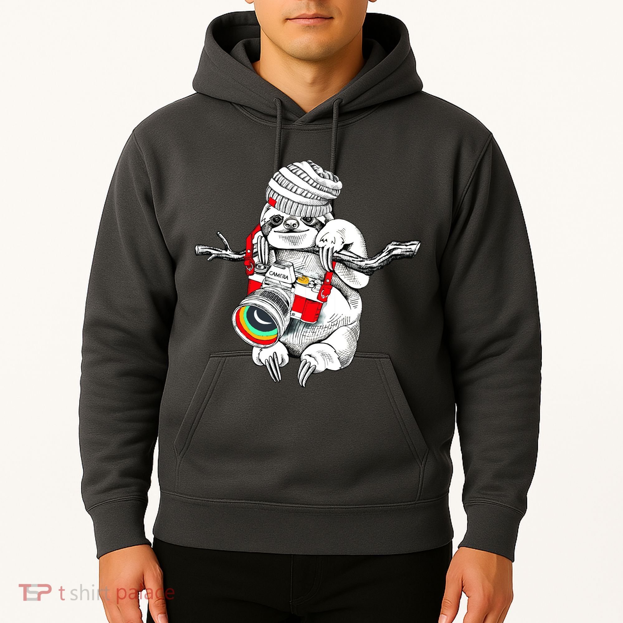 Hipster Sloth With Retro Camera Hoodie