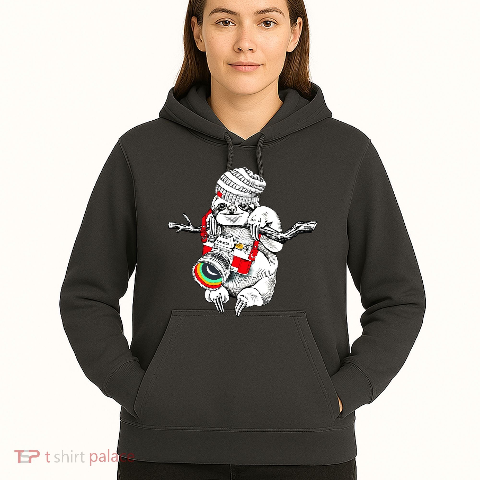 Hipster Sloth With Retro Camera Hoodie