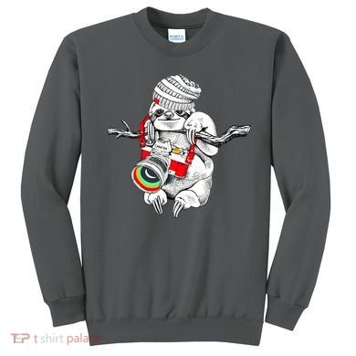 Hipster Sloth With Retro Camera Sweatshirt
