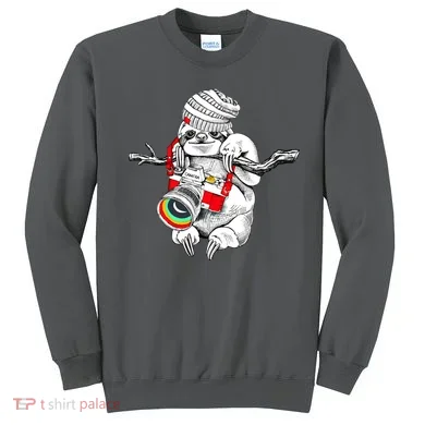 Hipster Sloth With Retro Camera Sweatshirt